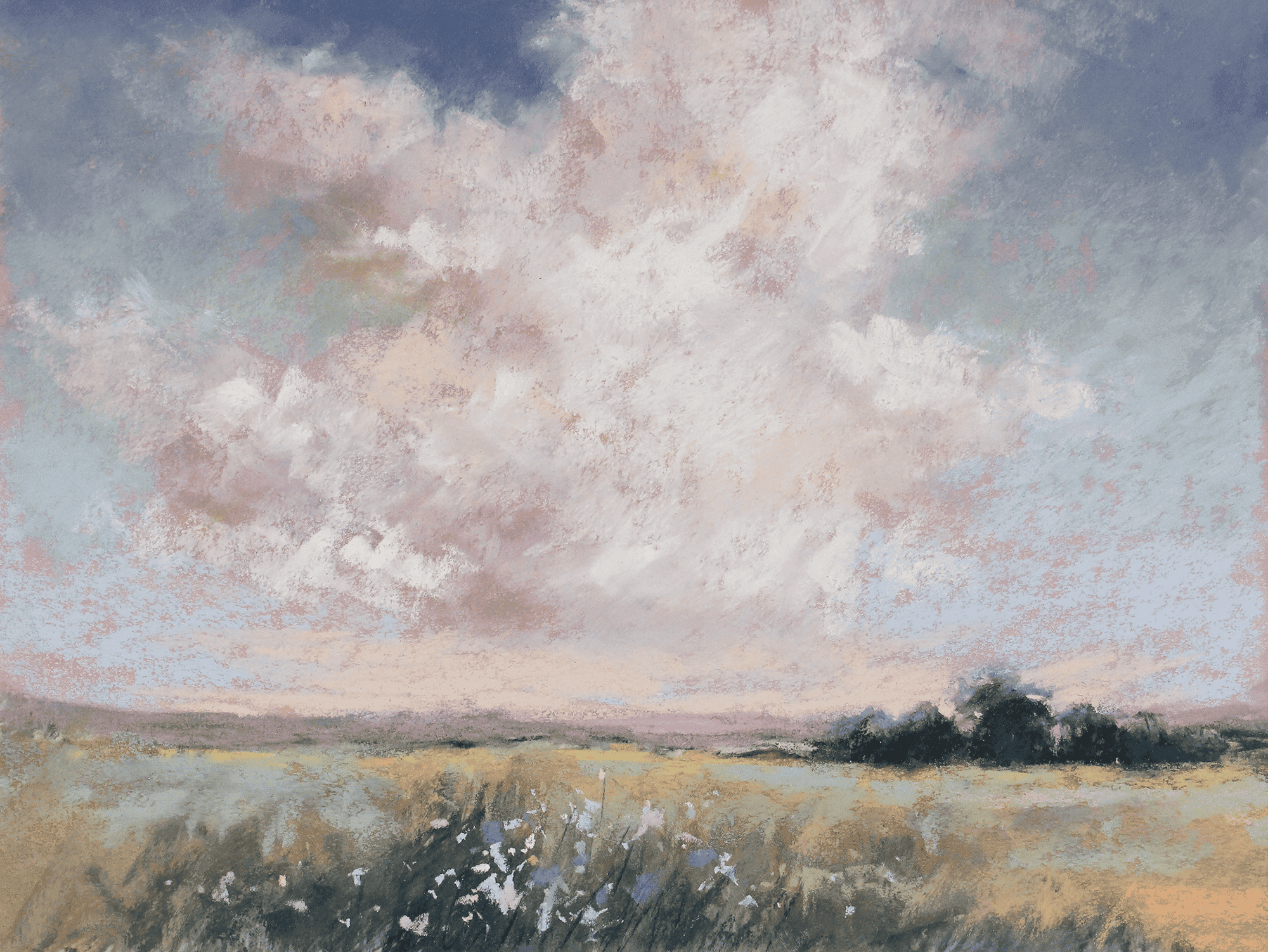 Soft pastel clouds landscape by Valerie McKeehan